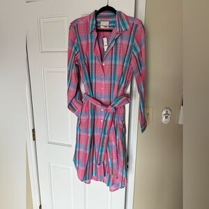 NWT JCrew Plaid Pink and Blue Shirt Dress